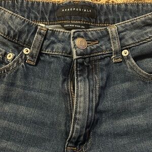 Aeropostale Women's High Rise Wide Leg Jeans - Dark Blue Wash